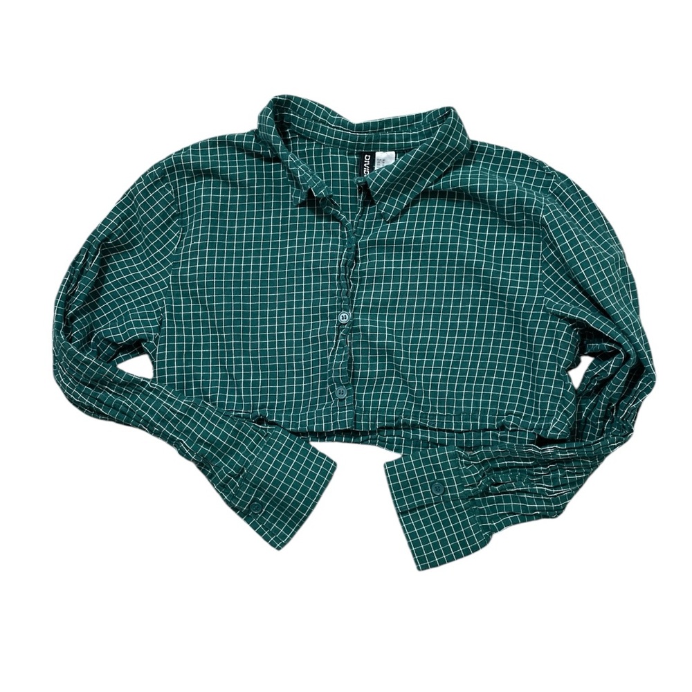 C33- H&M Divided - Green Crop Shirt - Size Medium